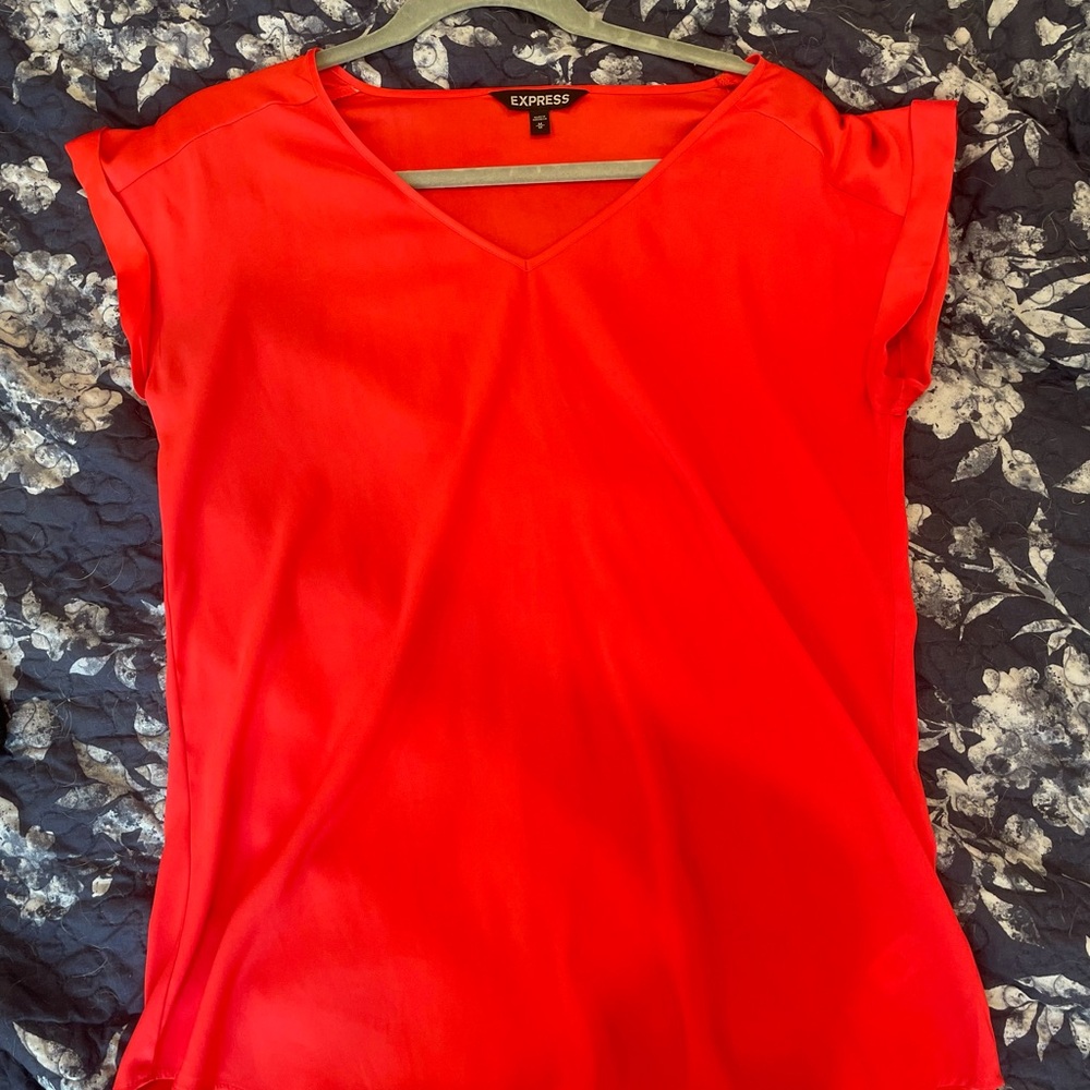 Express Women's Orange V-Neck Top